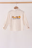Cream turkey pumpkin embroidery button down shirt