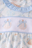 Blue pumpkin embroidery ruffle bubble