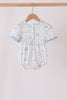 Blue pumpkin embroidery ruffle bubble