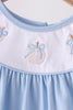 Blue pumpkin embroidery ruffle bloomer set