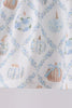 Blue pumpkin embroidery ruffle pants set