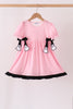 Pink ghost applique stripe dress
