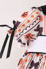 Pumpkin bow embroidery ruffle bloomer set