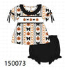 Pumpkin bow embroidery ruffle bloomer set
