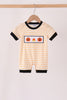Pumpkin embroidery stripe romper