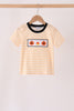 Pumpkin embroidery stripe top