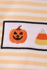 Pumpkin embroidery stripe top
