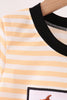 Pumpkin embroidery stripe top