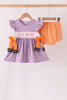 Purple spider smocked ruffle bloomer set