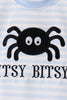 Blue stripe spider embroidery top