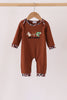 Brown camouflage hunting embroidery romper