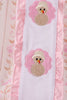 Pink floral turkey embroidery ruffle bubble