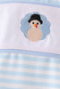 Blue turkey embroidery stripe top