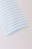 Blue turkey embroidery stripe top