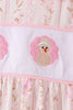 Pink floral turkey embroidery ruffle pants set