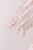 Pink floral turkey embroidery ruffle pants set