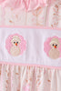 Pink floral turkey embroidery ruffle bloomer set