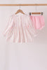 Pink floral turkey embroidery ruffle bloomer set