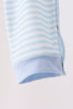 Blue turkey embroidery stripe romper