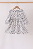 Teal floral smocked bow dress