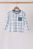Blue plaid pocket top
