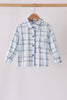 Blue plaid button down shirt