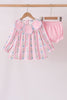 Pink Pearl Bow Floral Bloomer Set