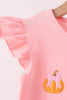Pink pumpkin embroidery skorts set