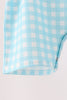 Blue pumpkin embroidery gingham jonjon
