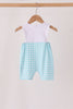 Blue pumpkin embroidery gingham jonjon
