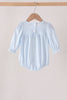 Blue character embroidery gingham ruffle bubble