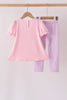 Pink goose embroidery ruffle pants set