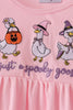 Pink goose embroidery ruffle dress