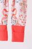 Coral gingerbread bamboo zipper romper
