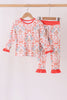 Coral gingerbread bamboo ruffle pants set