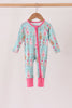 Green christmas tree bamboo zipper romper