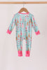 Green christmas tree bamboo zipper romper