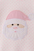 Pink santa claus dot applique ruffle romper