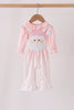 Pink santa claus dot applique ruffle 2pc set