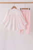 Pink santa claus dot applique ruffle pants set