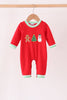 Red Gingerbread Tree Embroidery Romper