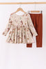Brown goose print bamboo pants set