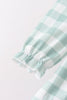 Sage Turkey Embroidery Gingham Ruffle Bloomer Set