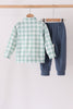Sage Turkey Embroidery Gingham Jogger Set