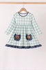 Sage Turkey Embroidery Gingham Dress