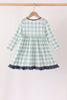 Sage Turkey Embroidery Gingham Dress