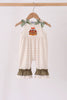 Olive turkey applique stripe ruffle romper