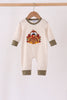 Olive turkey applique stripe romper