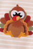 Olive turkey applique stripe romper