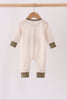 Olive turkey applique stripe romper